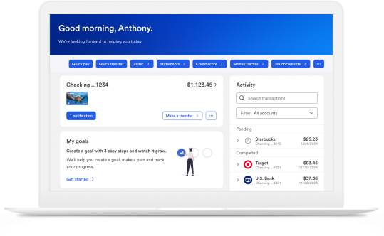 Online banking dashboard