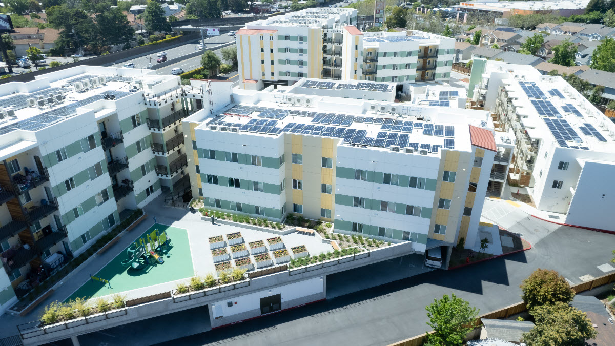 Overhead shot of new apartment complex