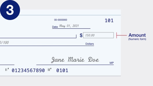 How to write the check amount in numbers.