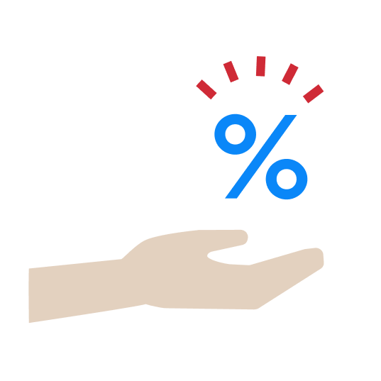 illustration of hand with percent symbol over it