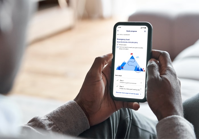 Savings goal progress view on a smartphone